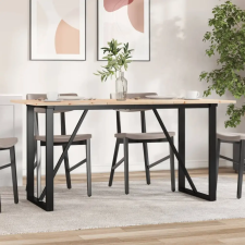 vidaXL tömör fenyőfa és öntöttvas étkezőasztal O-vázzal 140x80x75 cm bútor