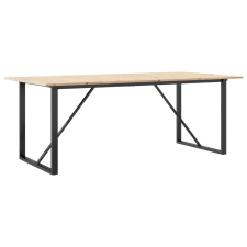 vidaXL tömör fenyőfa és öntöttvas étkezőasztal O-vázzal 200x100x75 cm bútor
