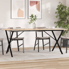 vidaXL tömör fenyőfa és öntöttvas étkezőasztal X-vázzal 180x90x75 cm bútor