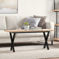 vidaXL tömör fenyőfa és öntöttvas X-vázú dohányzóasztal 110x40x45,5 cm bútor