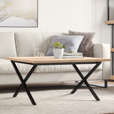 vidaXL tömör fenyőfa és öntöttvas X-vázú dohányzóasztal 90x90x45,5 cm bútor