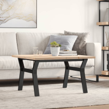 vidaXL tömör fenyőfa és öntöttvas Y-vázú dohányzóasztal 80x80x45,5 cm bútor