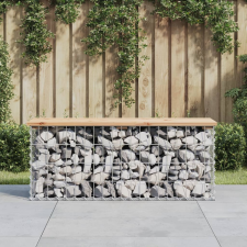 vidaXL tömör fenyőfa gabion kerti pad 103x31,5x42 cm kerti bútor