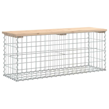 vidaXL Tömör fenyőfa gabion kerti pad 103x31,5x42 cm kerti bútor