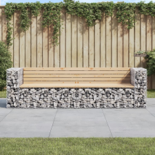 vidaXL tömör fenyőfa gabion kerti pad 244x71x65,5 cm kerti bútor