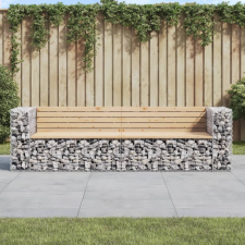 vidaXL tömör fenyőfa gabion kerti pad 244x71x65,5 cm kerti bútor