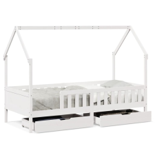 vidaXL tömör fenyőfa gyerekágy keret fiókkal 90x190 cm (3302039) ágy és ágykellék