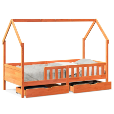 vidaXL tömör fenyőfa gyerekágy keret fiókkal 90x190 cm (3302040) ágy és ágykellék