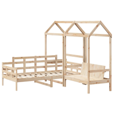 vidaXL tömör fenyőfa kanapéágy és pad tetővel 90 x 190 cm ágy és ágykellék