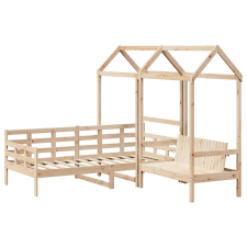 vidaXL tömör fenyőfa kanapéágy és pad tetővel 90 x 200 cm ágy és ágykellék