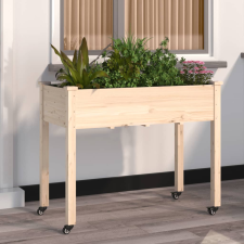 vidaXL tömör fenyőfa kerekes ültetőláda béléssel 118x59x80 cm kerti tárolás