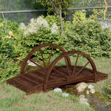 vidaXL Tömör fenyőfa kerti híd félkör kerekekkel 99 x 50 x 38 cm kerti bútor