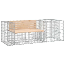 vidaXL Tömör fenyőfa kerti pad gabion kosárral kerti bútor