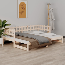 vidaXL tömör fenyőfa kihúzható kanapéágy 2x(90x190) cm ágy és ágykellék