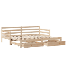 vidaXL tömör fenyőfa kihúzható kanapéágy fiókkal 80x200 cm (3302173) ágy és ágykellék