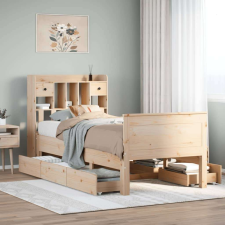 vidaXL tömör fenyőfa könyvespolcos ágy matrac nélkül 100 x 200 cm ágy és ágykellék