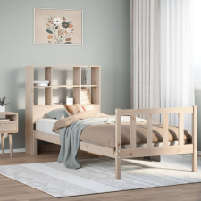 vidaXL tömör fenyőfa könyvespolcos ágy matrac nélkül 100 x 200 cm ágy és ágykellék
