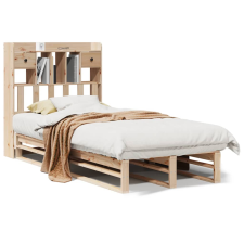 vidaXL tömör fenyőfa könyvespolcos ágy matrac nélkül 100 x 200 cm (3323953) ágy és ágykellék