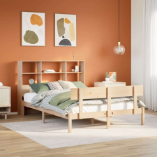 vidaXL tömör fenyőfa könyvespolcos ágy matrac nélkül 120 x 190 cm ágy és ágykellék