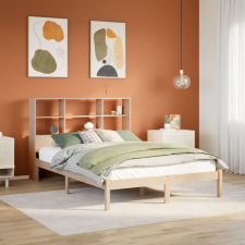 vidaXL tömör fenyőfa könyvespolcos ágy matrac nélkül 140 x 190 cm ágy és ágykellék