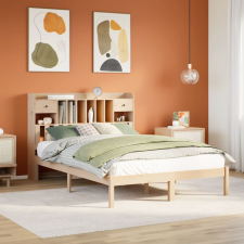 vidaXL tömör fenyőfa könyvespolcos ágy matrac nélkül 140 x 190 cm ágy és ágykellék