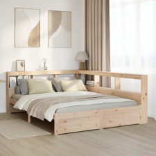 vidaXL tömör fenyőfa könyvespolcos ágy matrac nélkül 140 x 190 cm ágy és ágykellék