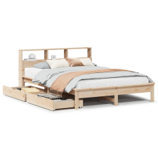 vidaXL tömör fenyőfa könyvespolcos ágy matrac nélkül 140 x 190 cm (3309821) ágy és ágykellék