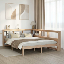 vidaXL tömör fenyőfa könyvespolcos ágy matrac nélkül 140 x 200 cm ágy és ágykellék