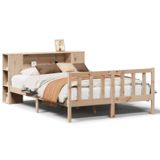 vidaXL tömör fenyőfa könyvespolcos ágy matrac nélkül 150 x 200 cm (3321659) ágy és ágykellék