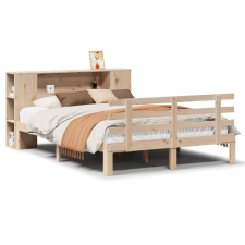 vidaXL tömör fenyőfa könyvespolcos ágy matrac nélkül 150 x 200 cm (3322712) ágy és ágykellék