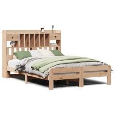 vidaXL tömör fenyőfa könyvespolcos ágy matrac nélkül 160 x 200 cm (3308876) ágy és ágykellék