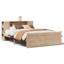 vidaXL tömör fenyőfa könyvespolcos ágy matrac nélkül 160 x 200 cm (3322441) ágy és ágykellék