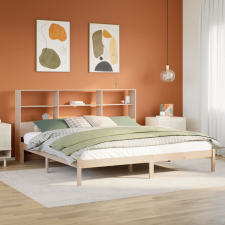 vidaXL tömör fenyőfa könyvespolcos ágy matrac nélkül 180 x 200 cm ágy és ágykellék