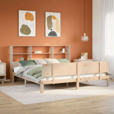 vidaXL tömör fenyőfa könyvespolcos ágy matrac nélkül 180 x 200 cm ágy és ágykellék