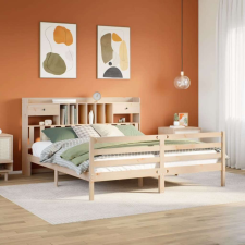 vidaXL tömör fenyőfa könyvespolcos ágy matrac nélkül 200 x 200 cm ágy és ágykellék