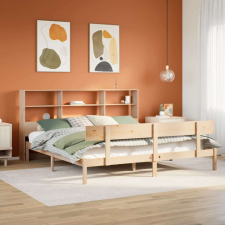 vidaXL tömör fenyőfa könyvespolcos ágy matrac nélkül 200 x 200 cm ágy és ágykellék