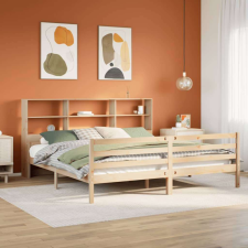 vidaXL tömör fenyőfa könyvespolcos ágy matrac nélkül 200 x 200 cm ágy és ágykellék