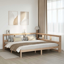 vidaXL tömör fenyőfa könyvespolcos ágy matrac nélkül 200 x 200 cm ágy és ágykellék