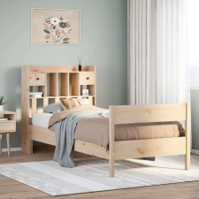 vidaXL tömör fenyőfa könyvespolcos ágy matrac nélkül 90 x 190 cm ágy és ágykellék