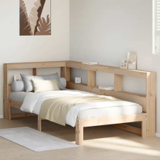 vidaXL tömör fenyőfa könyvespolcos ágy matrac nélkül 90 x 190 cm ágy és ágykellék