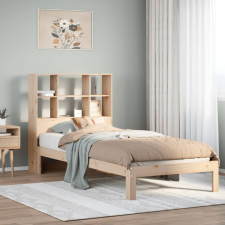vidaXL tömör fenyőfa könyvespolcos ágy matrac nélkül 90 x 200 cm ágy és ágykellék