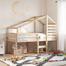 vidaXL tömör fenyőfa magasított ágy tetővel 75 x 190 cm ágy és ágykellék