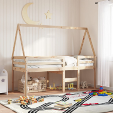 vidaXL tömör fenyőfa magasított ágy tetővel 90 x 190 cm ágy és ágykellék