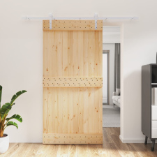 vidaXL tömör fenyőfa tolóajtó fémszerelék szettel 100 x 210 cm építőanyag
