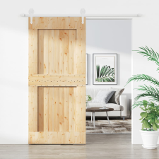 vidaXL tömör fenyőfa tolóajtó fémszerelék szettel 100 x 210 cm építőanyag