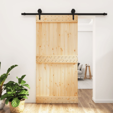 vidaXL tömör fenyőfa tolóajtó fémszerelék szettel 100 x 210 cm építőanyag