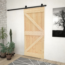 vidaXL tömör fenyőfa tolóajtó fémszerelék szettel 100 x 210 cm építőanyag