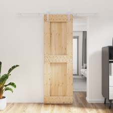 vidaXL tömör fenyőfa tolóajtó fémszerelék szettel 70 x 210 cm építőanyag