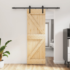 vidaXL tömör fenyőfa tolóajtó fémszerelék szettel 70 x 210 cm építőanyag