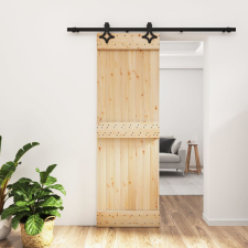 vidaXL tömör fenyőfa tolóajtó fémszerelék szettel 70 x 210 cm építőanyag